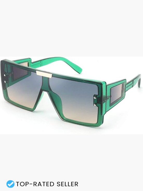 Square Oversized Flat Top Sunglasses With Side Lens Integrated Unisex